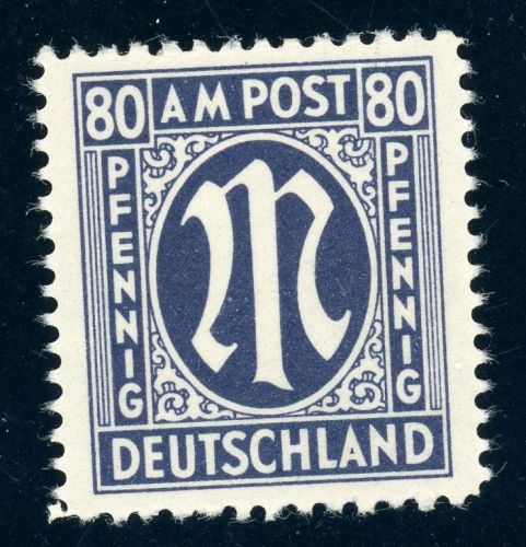 Bizone Am-Post 34B Postfrisch 80 Pfg. gute Zhng., tadellos postfr.