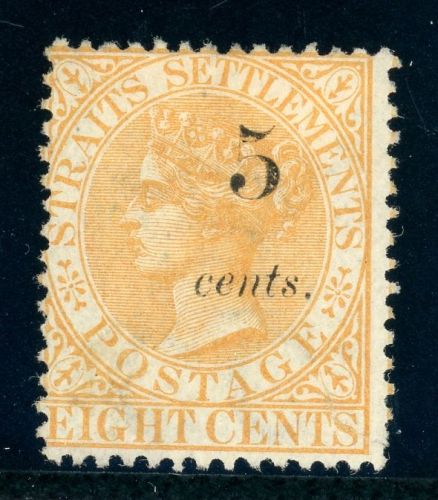 Straits Settlements 21II Ungebraucht ohne Gummi 5 Cent a. 8 C. Type II