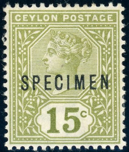 Ceylon 96Sp Ungebraucht mit Falz 15 C. mit Specimenaufdr.