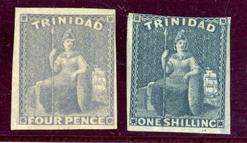 Trinidad Und Tobago 8,10 Ungebraucht mit Falz 4 P. und 1 Sh. sauber ungebr.
