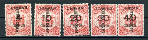 Labuan 56-60Sp. Ungebraucht mit Falz 5 Aufdruckwerte mit Specimenaufdr.