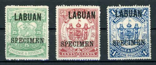 Labuan 61-63Sp. Ungebraucht mit Falz 3 Werte mit Specimen Aufdr.