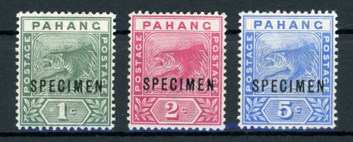 Pahang 5-7Sp. Ungebraucht mit Falz 1 bis 5 C. Tiger mit Specimenaufdr.