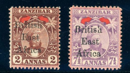 Britisch-Ostafrika 75,78 Ungebraucht mit Falz 2 und 7 1/2 A.