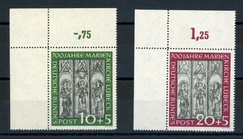 Bundesrepublik 139-140ER Marienkirche in li. oberen postfrischen Bogenecken