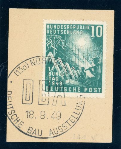 Bundesrepublik 111VII Briefstück 10 Pfg. Bundestag mit Plf. "Bruch im Schmuc...
