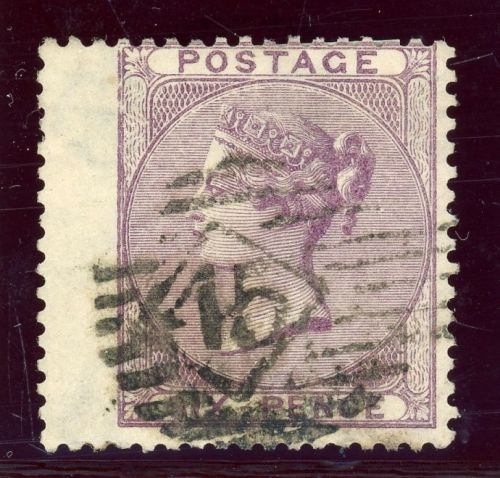 Grossbritannien 14BR Gestempelt 6 Pence viol. mit Breitrand links