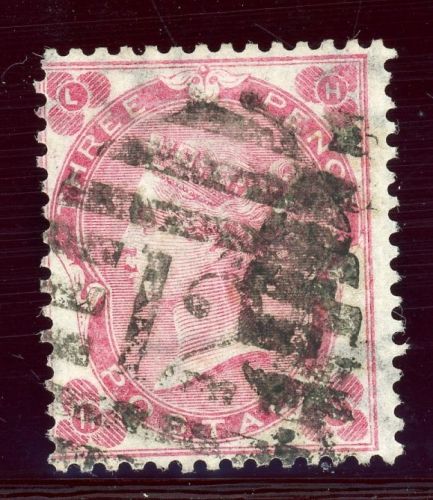 Grossbritannien 18 Gestempelt 3 P. karmin, zentr. gest. Kab-St