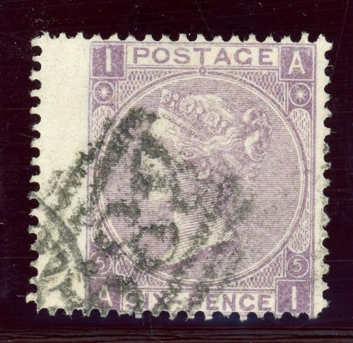 Grossbritannien 25 Pl.5BR Gestempelt 6 P. viol. Pl. 5 BR links