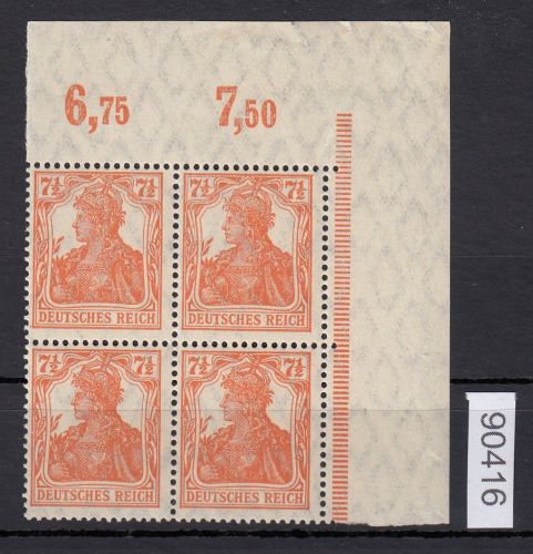 DR 1916, Mich.-Nr.: 99   **   Eckrand  4er.-Block