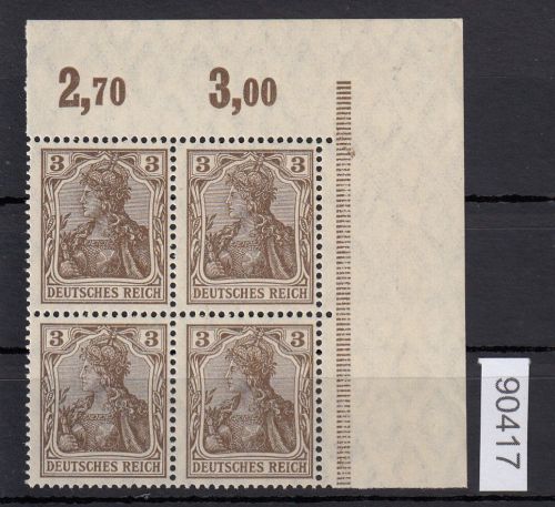 DR 1915, Mich.-Nr.: 84 II   **   Eckrand  4er.-Block