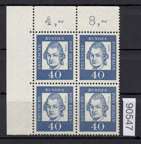 Berlin 1961, Mich.-Nr.: 207  ** Eckrand  4er.-Block