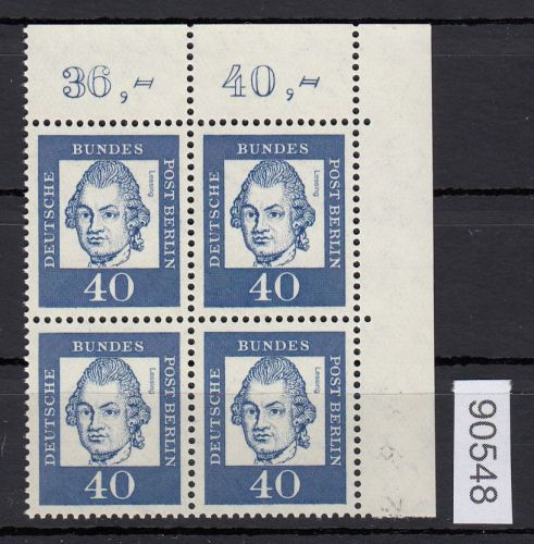 Berlin 1961, Mich.-Nr.: 207  ** Eckrand  4er.-Block