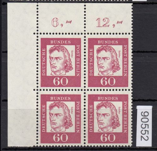 Berlin 1961, Mich.-Nr.: 209  ** Eckrand  4er.-Block