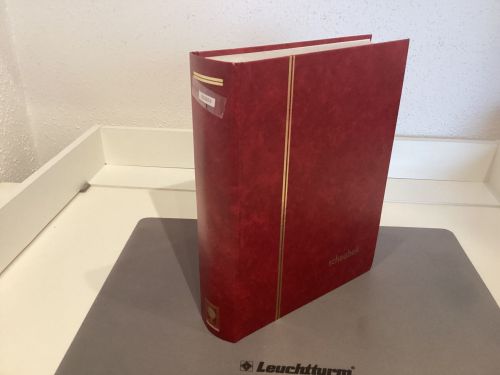 Briefmarkenalbum Einsteckalben Schaubek DIN A4 rot 64 weiße Seiten gebraucht