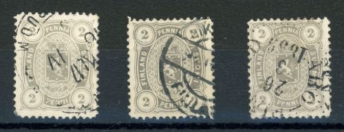 Finnland 12Bxa,yb (2) Gestempelt 2 P. in 3 versch. Farben