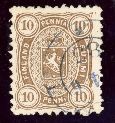 Finnland 15A Gestempelt 10 P. gelblicholivbraun, sauber gest. Kab-St