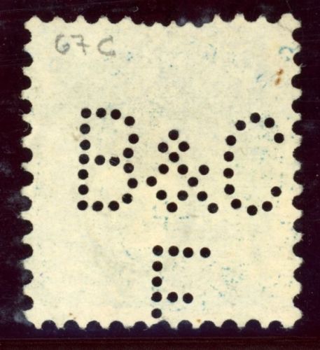 Schweiz 67Lo Gestempelt 25 C. blau mit Firmenlochung B&C E