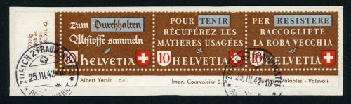 Schweiz Wzd8 Gestempelt waager. Altstoff-Zdr. aus der li. unteren Ecke mit In...