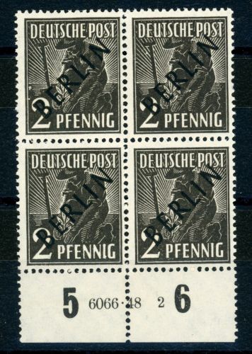 Berlin 1Han Postfrisch 2 Pfg. im UR-4erBlock mit Han 6066.48 2