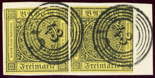 Baden 2b ( 2) Briefstück 3 Kr. schw./gelb