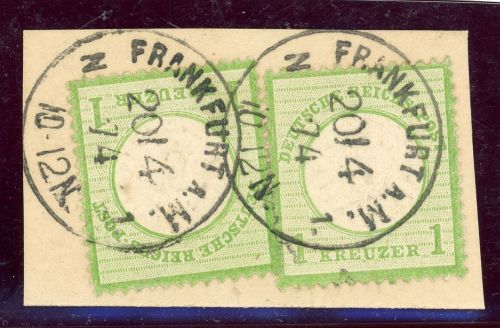 Deutsches Reich 23a (2) Briefstück 2mal 1 Kr. auf Luxusbfst. mit 2 idealen K...