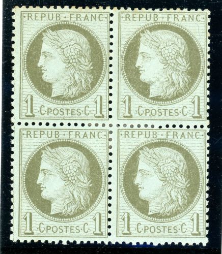 Frankreich 45 (4) Ungebraucht mit Falz 1 C. Ceres im ungebr. Luxusviererblock