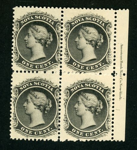 Neuschottland 5a (4)Im Ungebraucht mit Falz 1 C. im re. Randviererblock mit k...