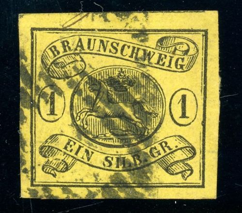 Braunschweig 11A Gestempelt 1 Sgr. schw./gelb, sehr breitrd. Kab-St