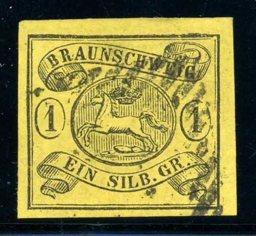 Braunschweig 11AWz Gestempelt 1 Sgr. schw./gelb