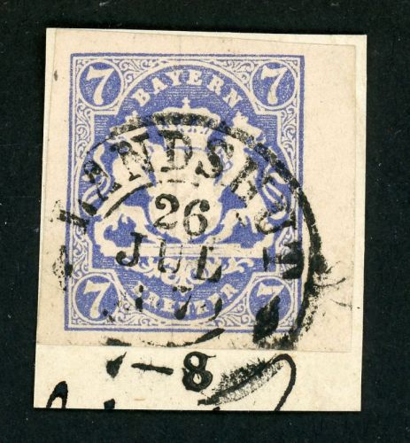 Bayern 21aRd Briefstück 7 Kr. blau