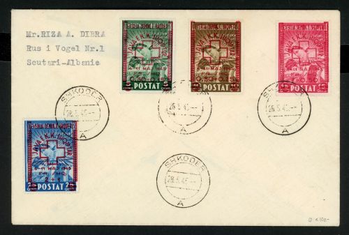 Albanien 375-378 Rotes Kreuz Aufdruck kpl. a. blanco-Brief
