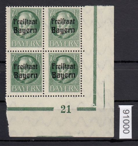 AD Bayern 1919, Mich.-Nr.: 154 ** Eckrrand  4er.-Block