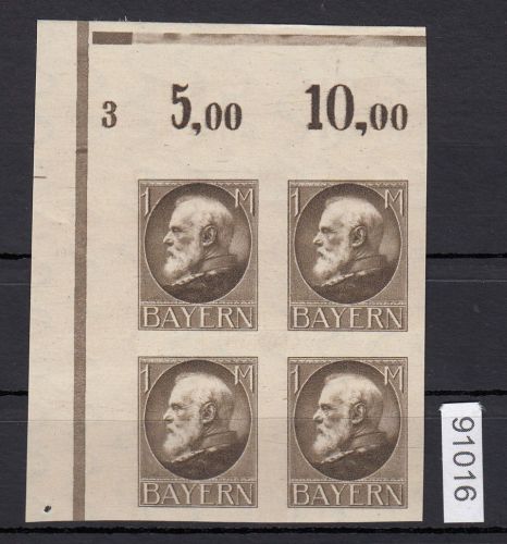 AD Bayern 1919, Mich.-Nr.: 104 * Eckrrand  4er,-Block