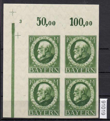 AD Bayern 1919, Mich.-Nr.: 108 * Eckrrand  4er,-Block