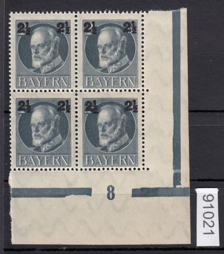 AD Bayern 1916, Mich.-Nr.: 110 ** Eckrrand  4er,-Block