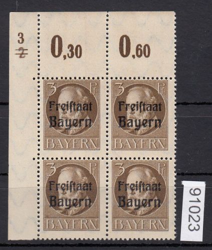 AD Bayern 1919, Mich.-Nr.: 152 ** Eckrrand  4er,-Block