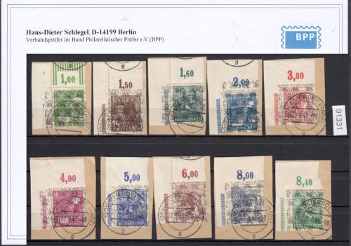 Bizone 1948  Mi. Nr. 41-51 II  ex (Netz) gestempelt  ECKRAND  geprüft  Befund