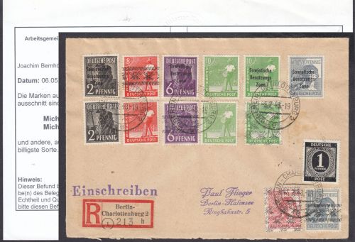 Bizone 1948  Mi. Nr. 38 I c, 39 II c  (Band+Netz) gestempelt gepr.  Befund