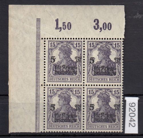 DR 1919, Mich.-Nr.: 106 c   **   Eckrand  4er.-Block   geprüft