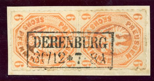 Preussen 15a (2) Briefstück 6 Pfg. orange