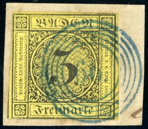 Baden 2b Briefstück 3 Kr. schw./gelb