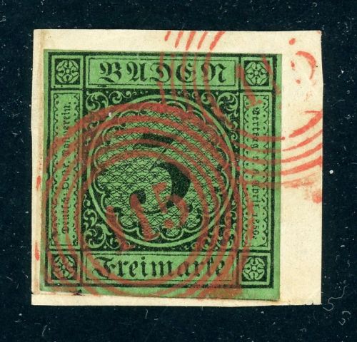 Baden 6 Briefstück 3 Kr. schw./gr