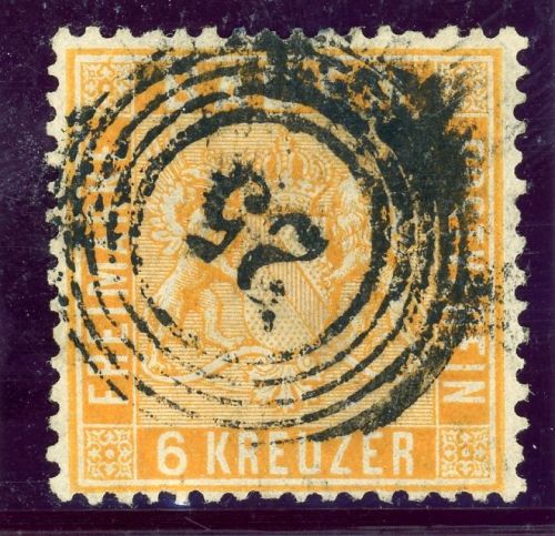Baden 11b Gestempelt 6 Kr. orange, Kab-St