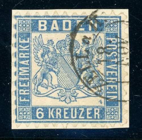 Baden 19b Briefstück 6 Kr. preu