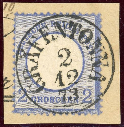 Deutsches Reich 20 Briefstück 2 Gr. blau auf Luxusbfst. mit perfektem Th.&t....