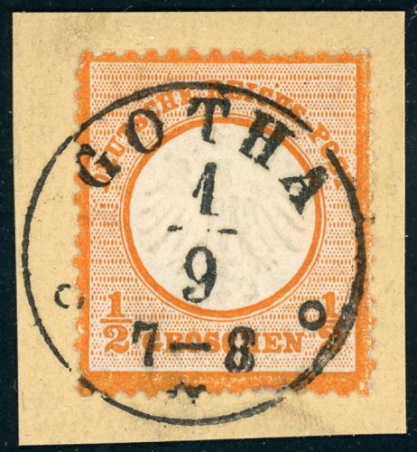 Deutsches Reich 14 Briefstück 1/2 Gr. orange auf Luxusbfst. mit idealem Th.&...