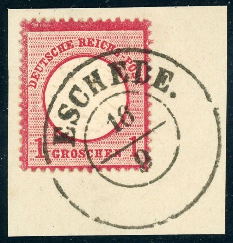 Deutsches Reich 19 Briefstück 1 Gr. karmin auf Luxusbfst. mit perfektem Hann...