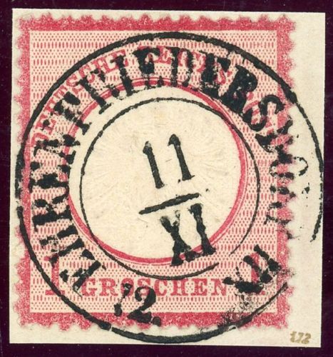 Deutsches Reich 19 Briefstück 1 Gr. karmin auf Luxusbfst. mit idealem Sachse...