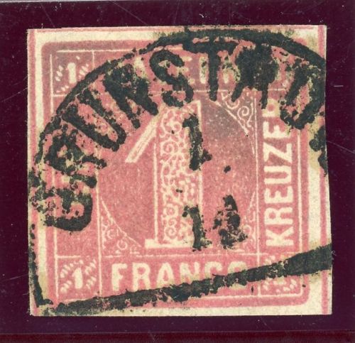 Bayern 3Ia Gestempelt 1 Kr. rosa, breitrd. Luxusst